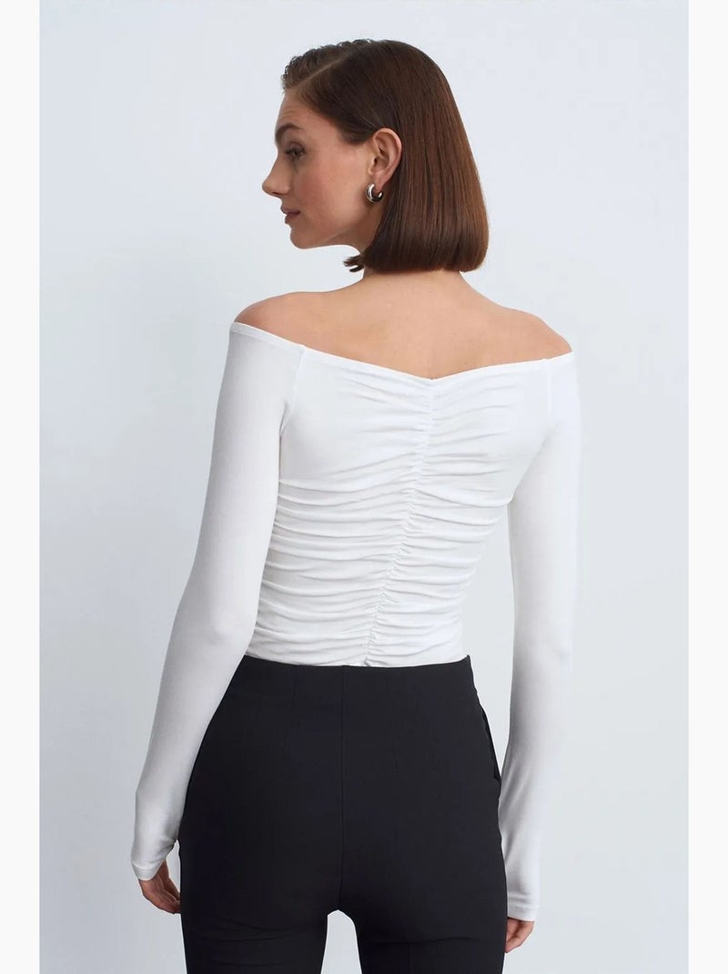 T-shirt off shoulder kort lange mouwen dilvin Wit - Kiabi