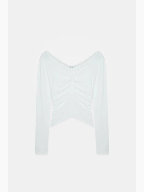 T-shirt off shoulder kort lange mouwen dilvin - Kiabi T-shirt off shoulder kort lange mouwen dilvin - Kiabi