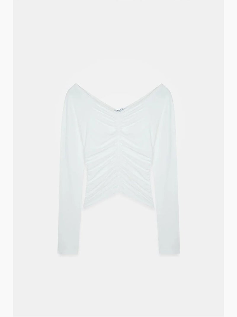T-shirt off shoulder kort lange mouwen dilvin Wit - Kiabi