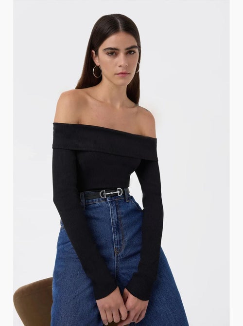 T-shirt off shoulder madonnakraag lange mouw hiccup - Kiabi T-shirt off shoulder madonnakraag lange mouw hiccup - Kiabi