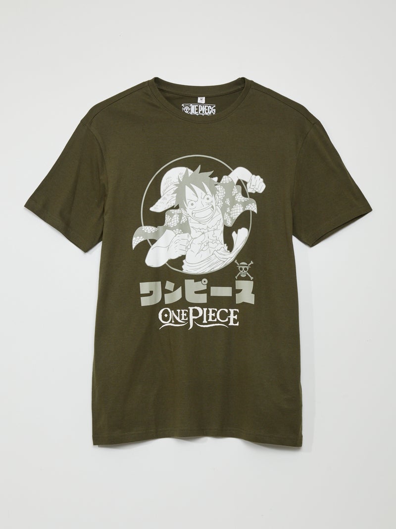 T-shirt 'One Piece' à col rond Kaki - Kiabi