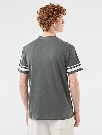 T-shirt 'One piece' en coton uni avec rayures manches