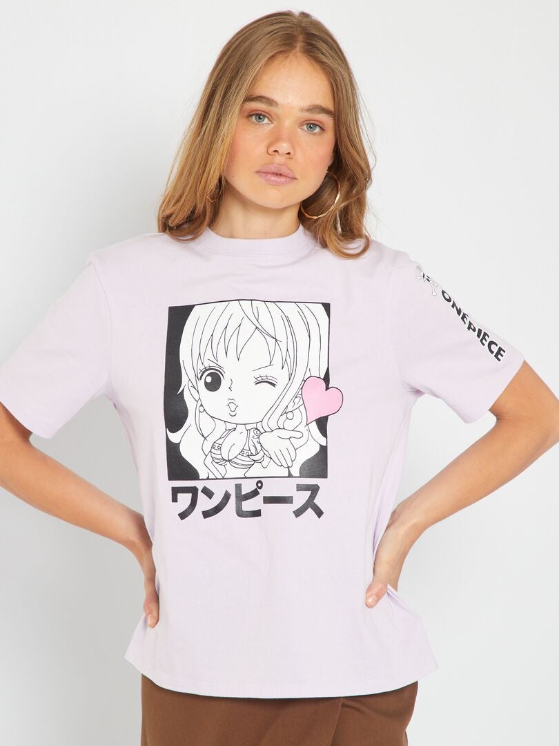 T-shirt 'One Piece' paars - Kiabi