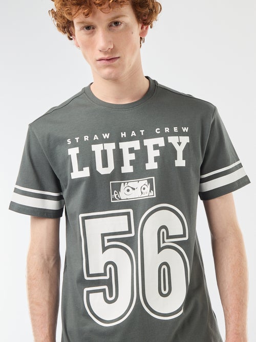 T-shirt 'One piece' van effen katoen met gestreepte mouwen - Kiabi