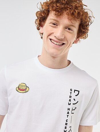 T-shirt 'One Piece' van effen katoen