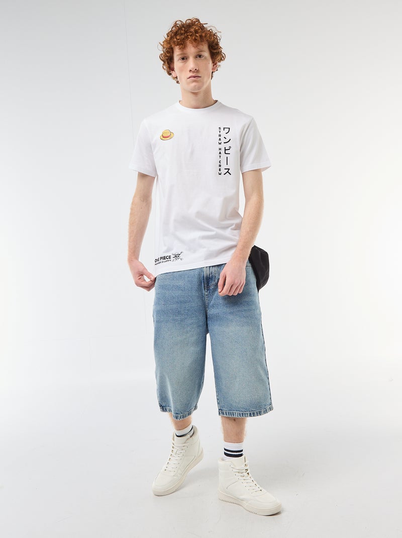 T-shirt 'One Piece' van effen katoen Wit - Kiabi