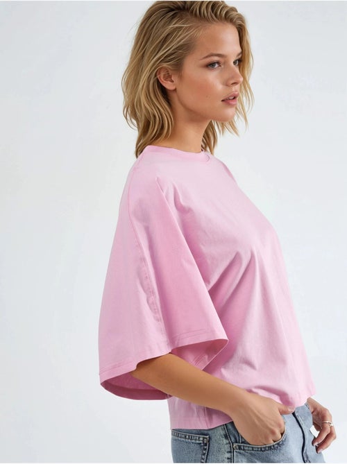 T-shirt oversize à col rond côtelé busem - Kiabi