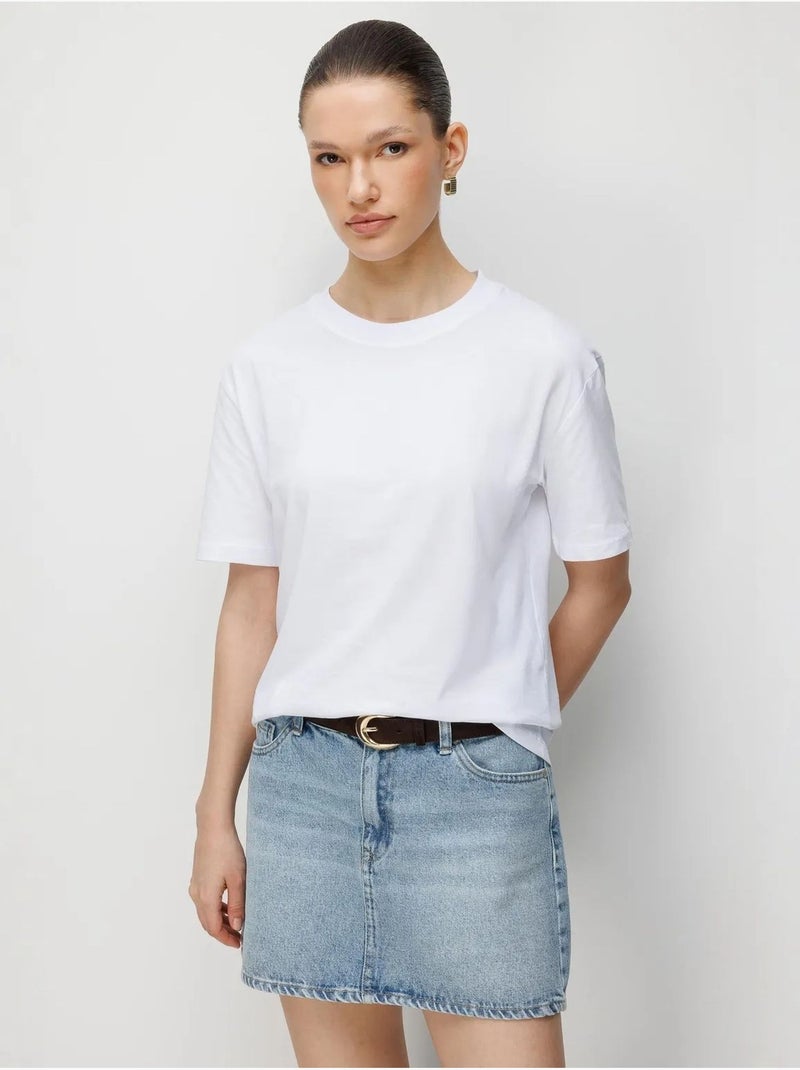 T-shirt oversize à col rond côtelé mixray Blanc - Kiabi