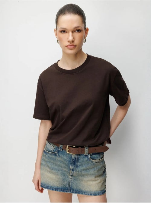 T-shirt oversize à col rond côtelé mixray - Kiabi T-shirt oversize à col rond côtelé mixray - Kiabi