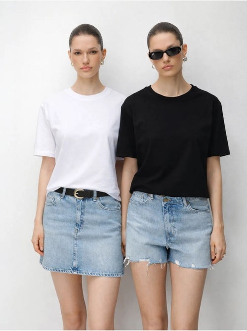 T-shirt oversize à col rond côtelé mixray - Kiabi