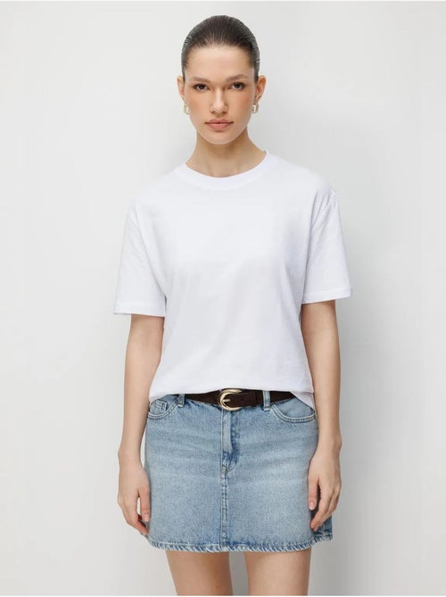 T-shirt oversize à col rond côtelé mixray - Kiabi