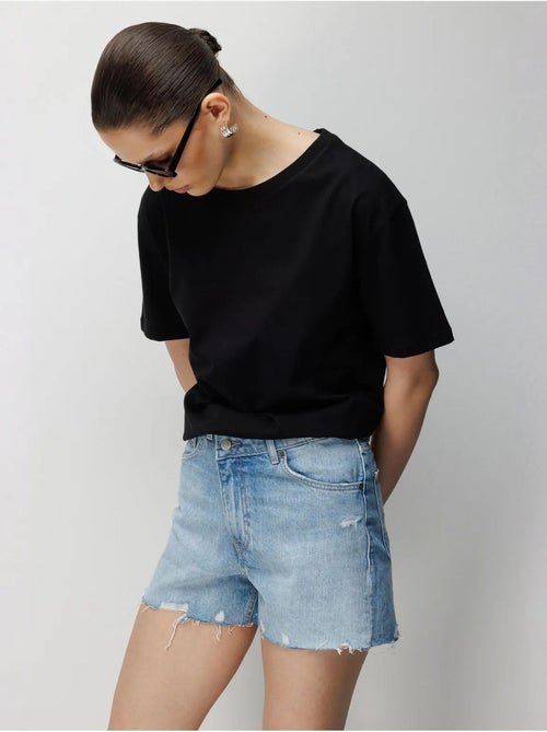 T-shirt oversize à col rond côtelé mixray - Kiabi