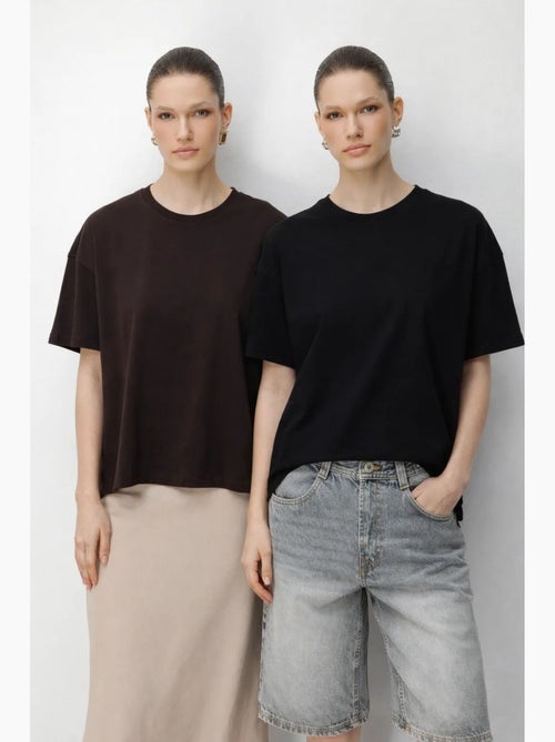 T-shirt oversize à col rond et fente mixray - Kiabi T-shirt oversize à col rond et fente mixray - Kiabi