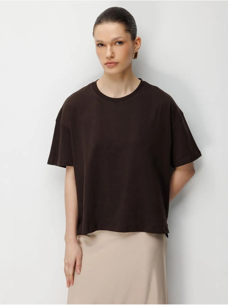 T-shirt oversize à col rond et fente mixray Noir - Kiabi