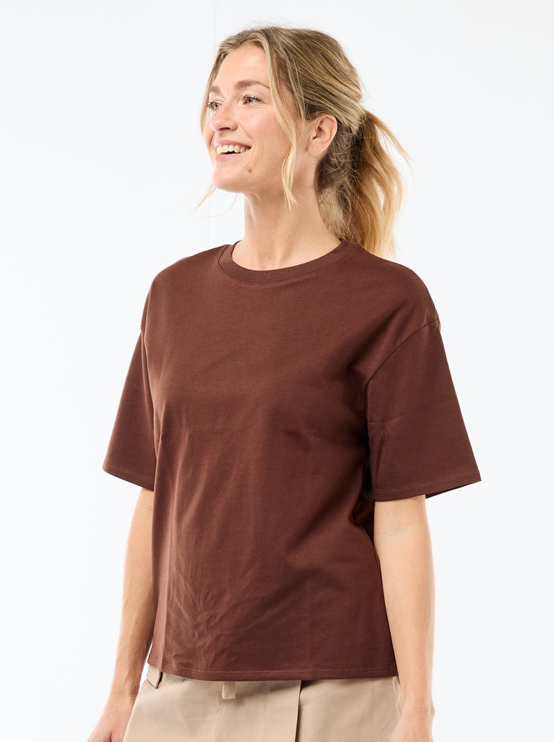 T-shirt oversize à col rond Marron - Kiabi