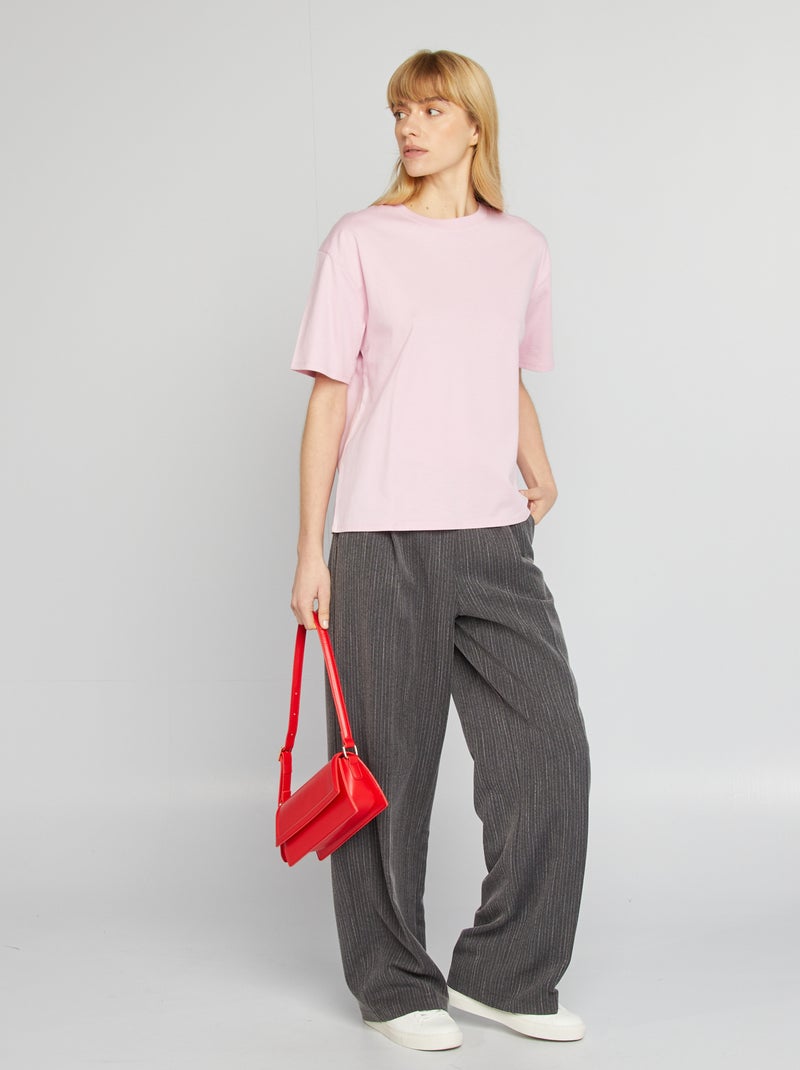 T-shirt oversize à col rond Rose - Kiabi