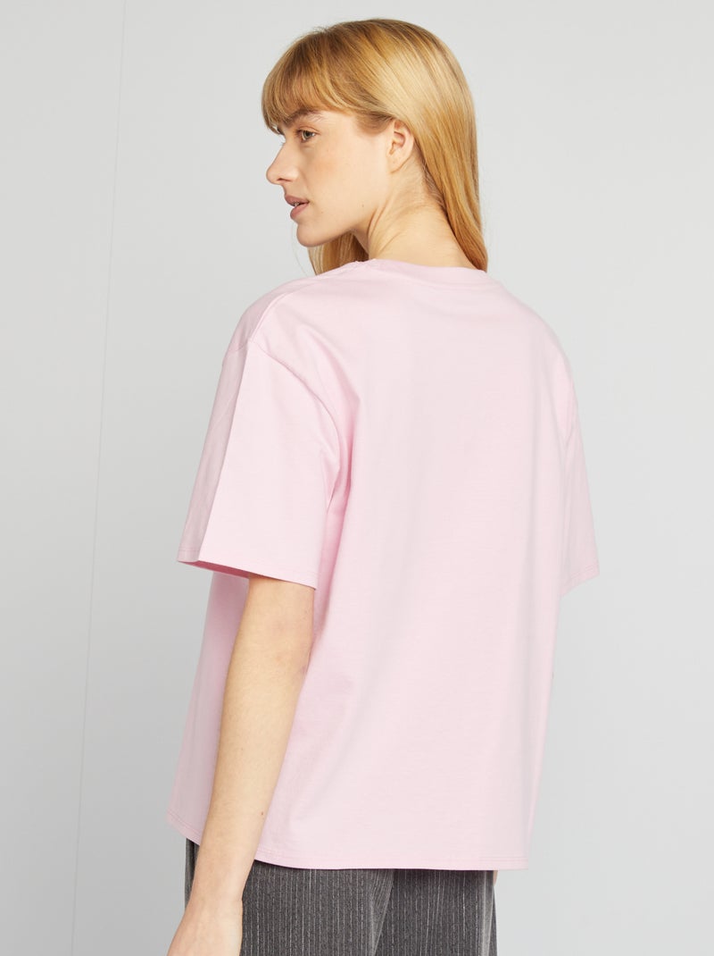 T-shirt oversize à col rond Rose - Kiabi