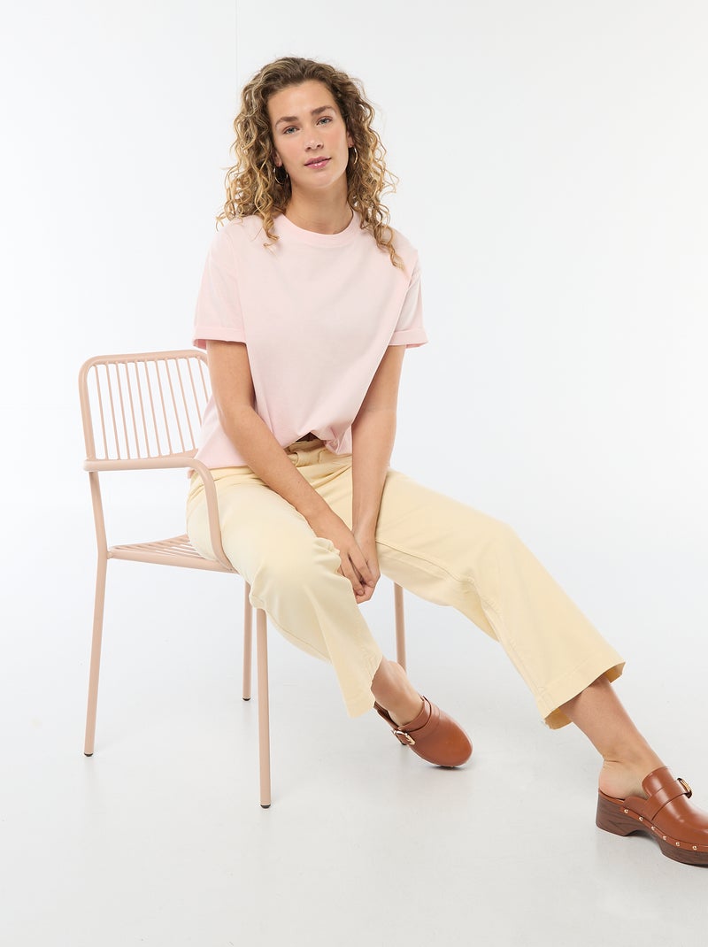 T-shirt oversize à col rond Rose - Kiabi