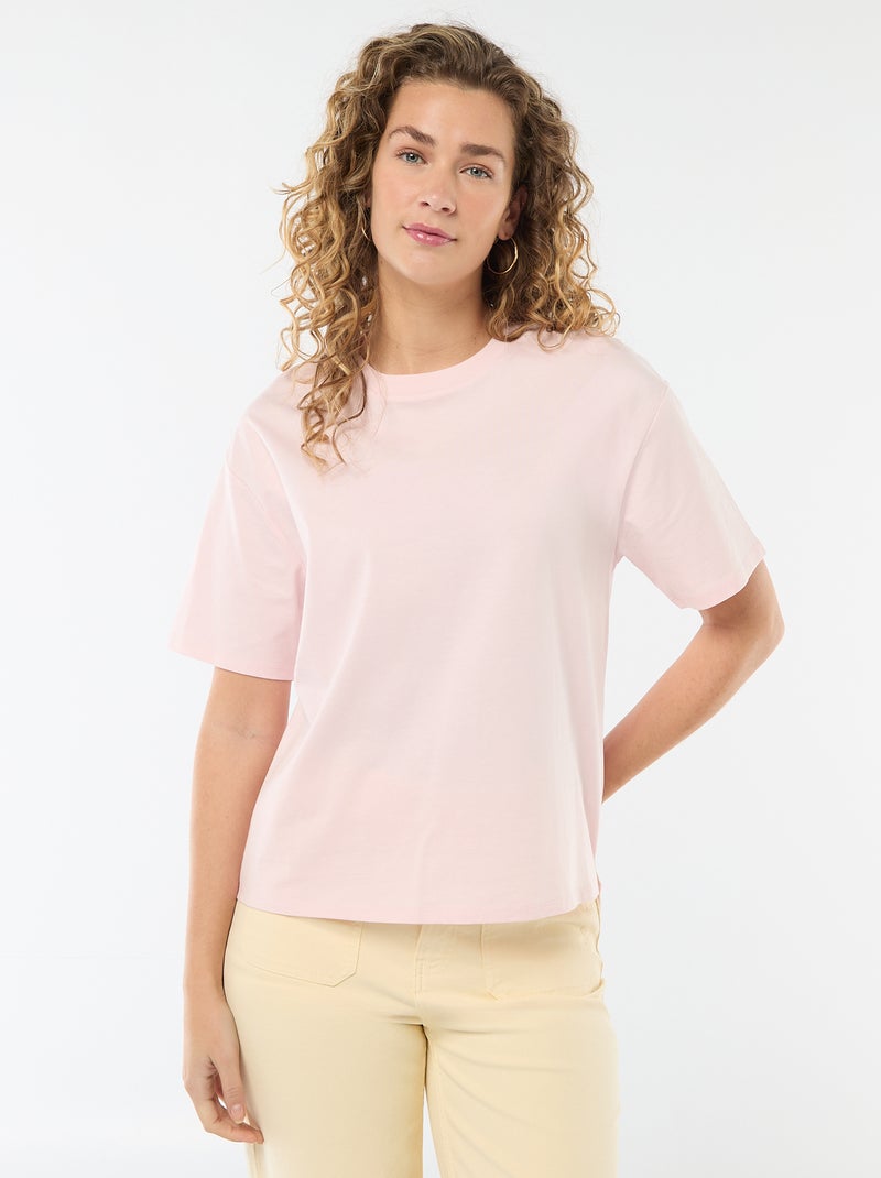 T-shirt oversize à col rond Rose - Kiabi