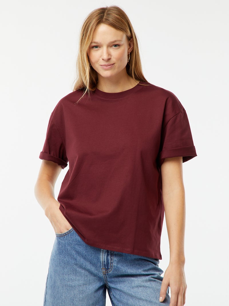 T-shirt oversize à col rond Rouge - Kiabi