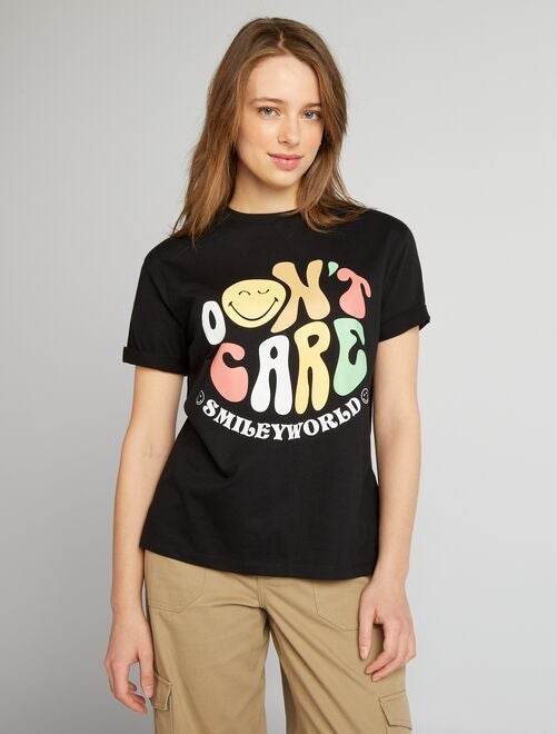 T-shirt oversize à col rond 'Smiley' - Kiabi