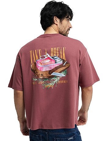 T-shirt oversize à manches courtes homme homme grama burgundy