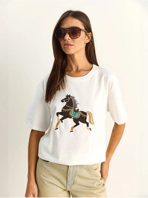 T-shirt oversize à sequins brodés lucci - Kiabi