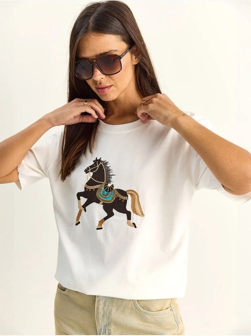 T-shirt oversize à sequins brodés lucci - Kiabi