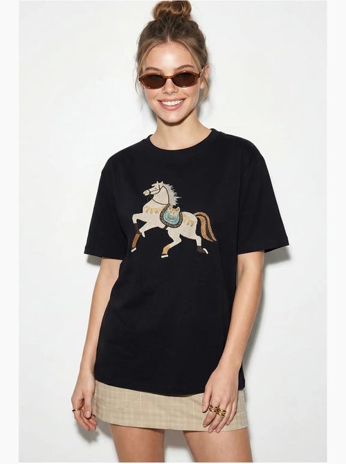 T-shirt oversize à sequins brodés lucci - Kiabi