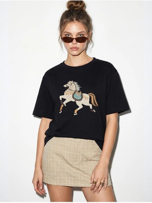 T-shirt oversize à sequins brodés lucci - Kiabi