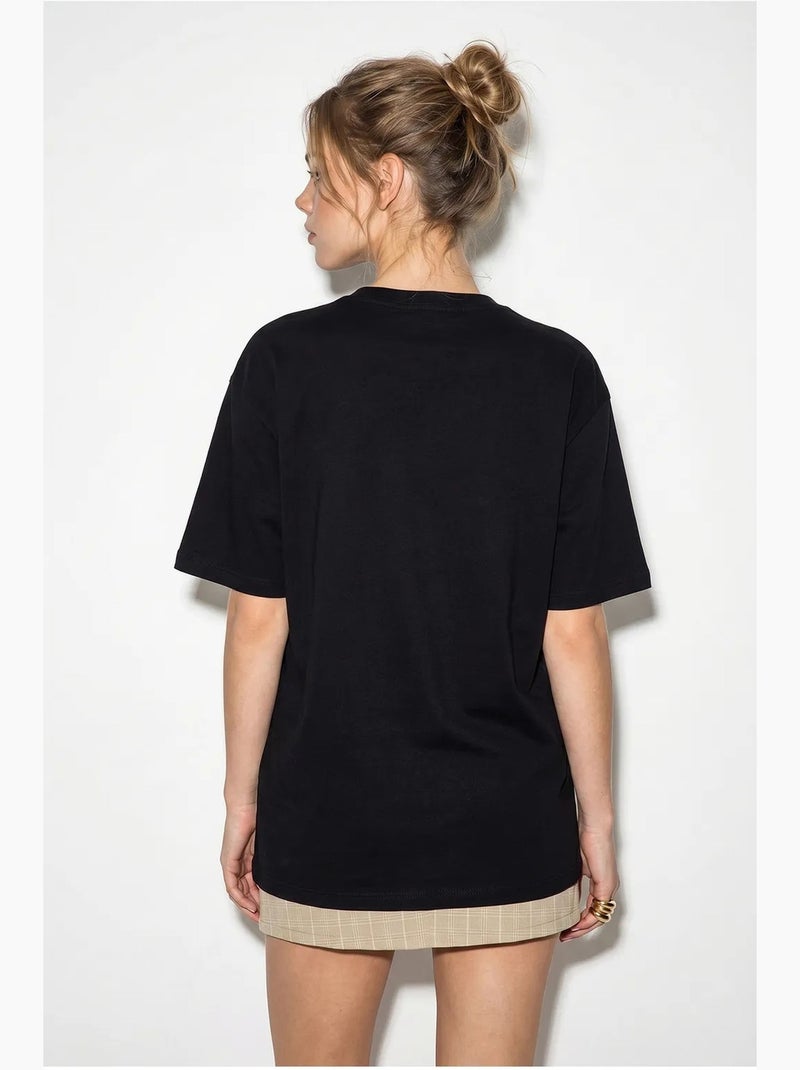 T-shirt oversize à sequins brodés lucci Noir - Kiabi