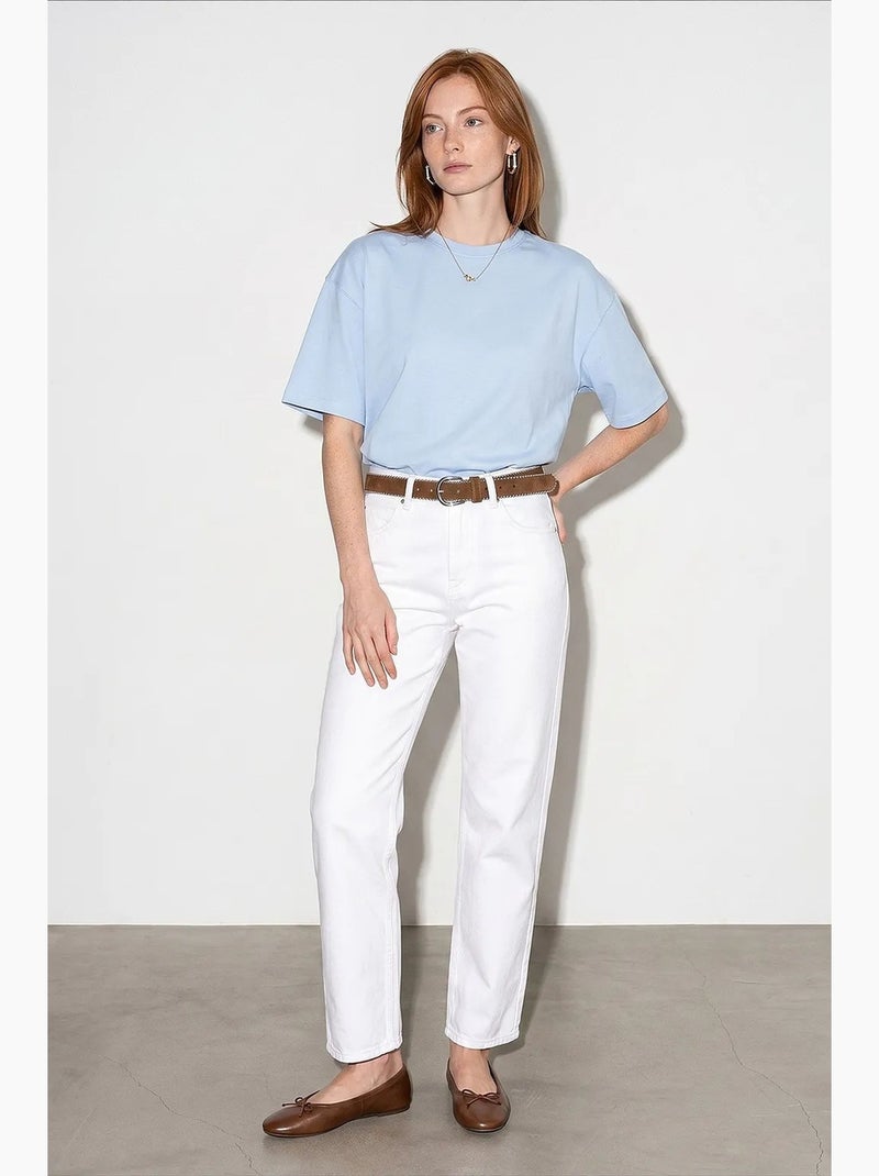 T-shirt oversize en coton à col rond dilvin Bleu ciel - Kiabi