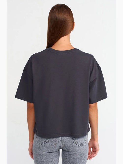 T-shirt oversize en coton à col rond dilvin - Kiabi