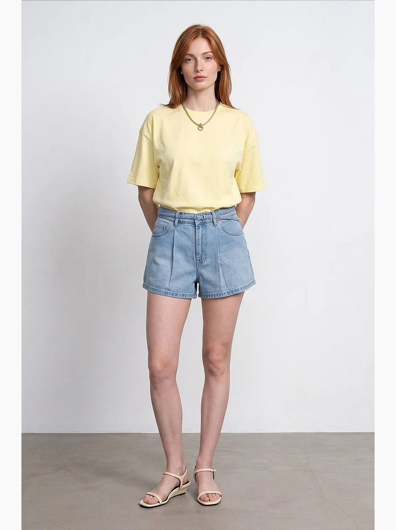 T-shirt oversize en coton à col rond dilvin Jaune citron - Kiabi