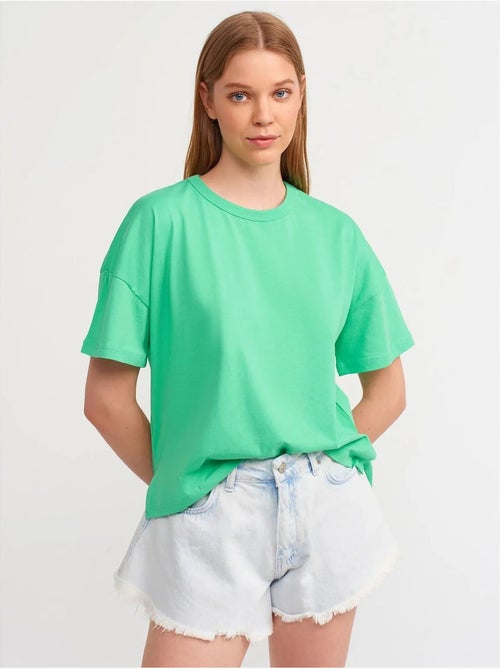 T-shirt oversize en coton à col rond dilvin - Kiabi