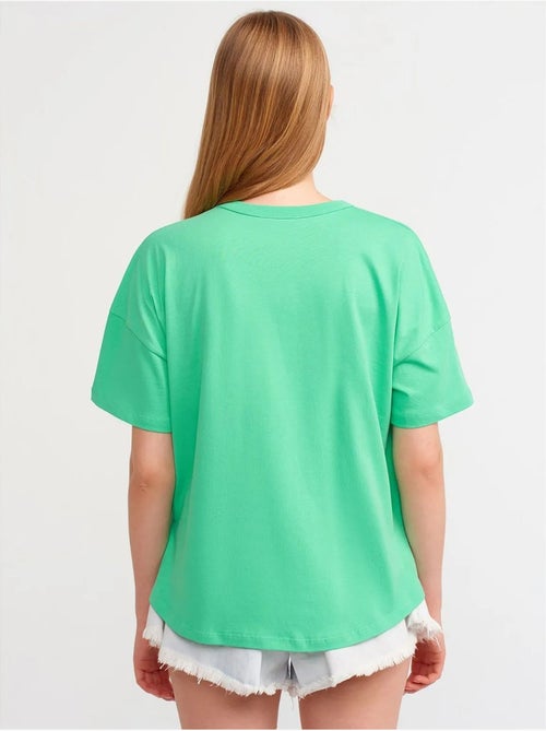 T-shirt oversize en coton à col rond dilvin - Kiabi