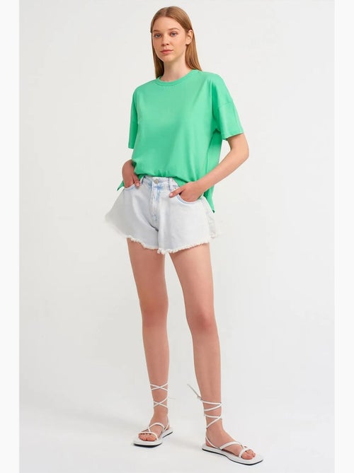 T-shirt oversize en coton à col rond dilvin - Kiabi