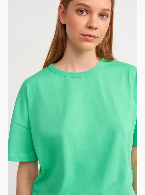 T-shirt oversize en coton à col rond dilvin - Kiabi