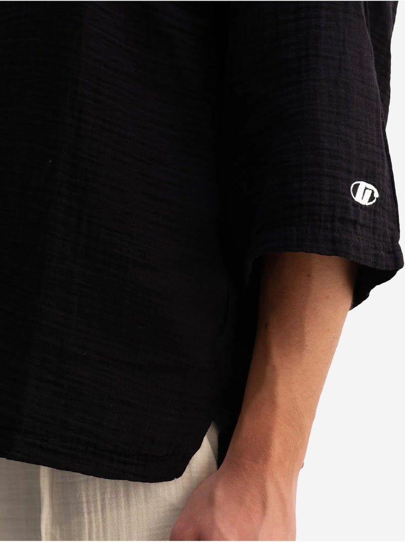 T-shirt oversize en coton à col rond giesto Noir - Kiabi