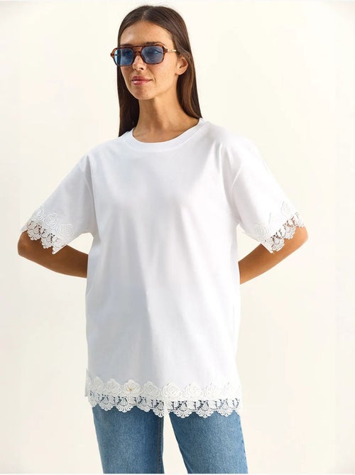 T-shirt oversize en coton à col rond lucci - Kiabi T-shirt oversize en coton à col rond lucci - Kiabi
