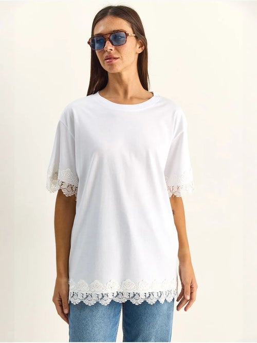 T-shirt oversize en coton à col rond lucci - Kiabi T-shirt oversize en coton à col rond lucci - Kiabi