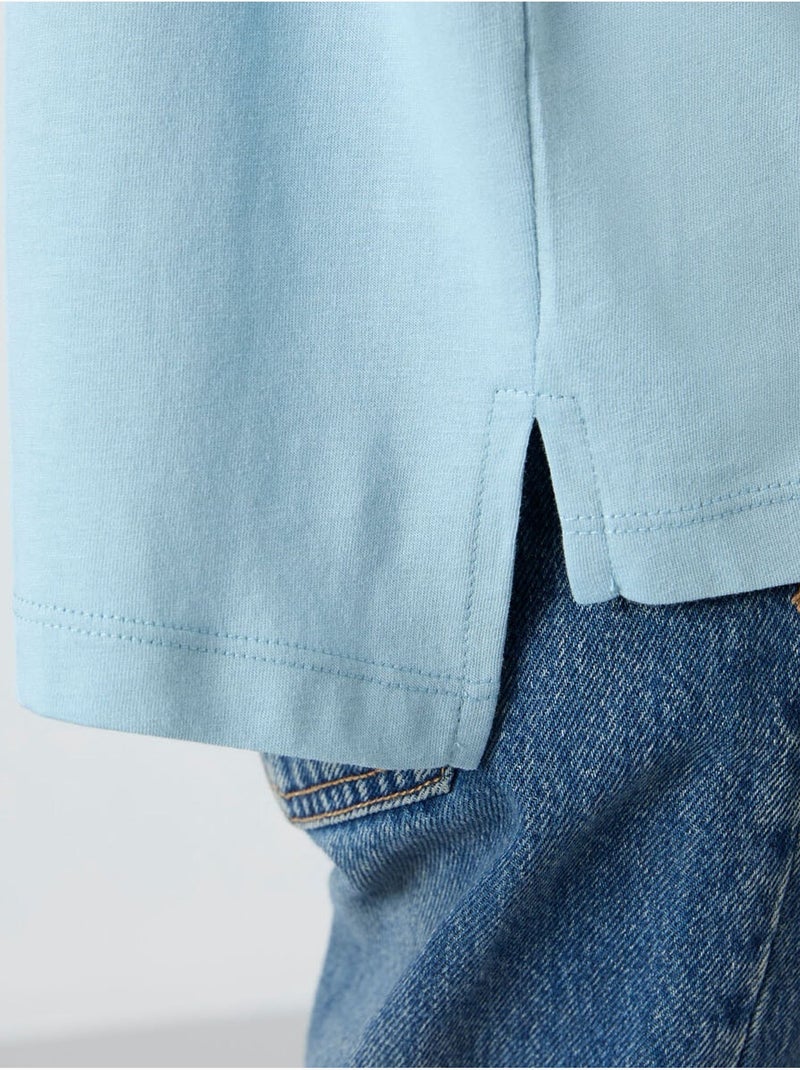 T-shirt oversize en coton et modal à col rond tommy Bleu ciel - Kiabi