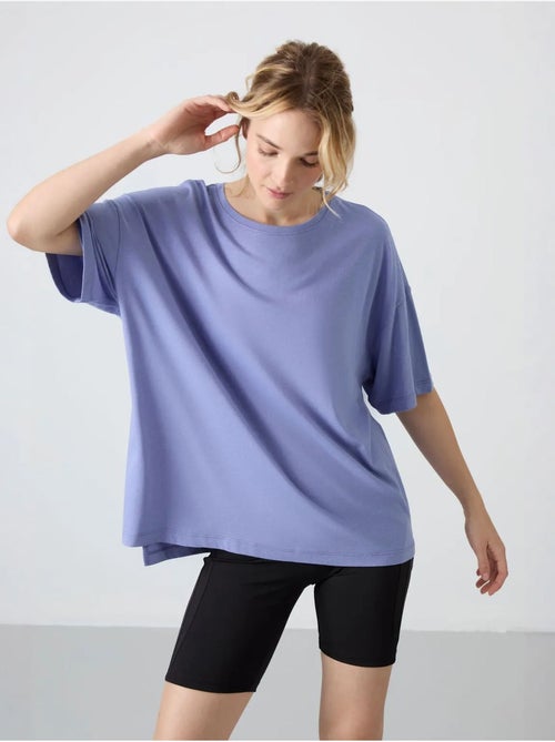 T-shirt oversize en coton et modal à col rond tommy - Kiabi T-shirt oversize en coton et modal à col rond tommy - Kiabi