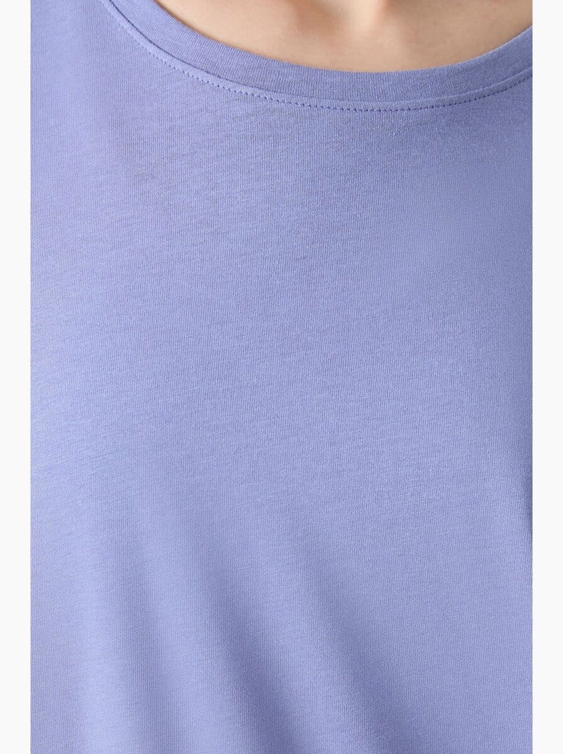 T-shirt oversize en coton et modal à col rond tommy Bleu - Kiabi