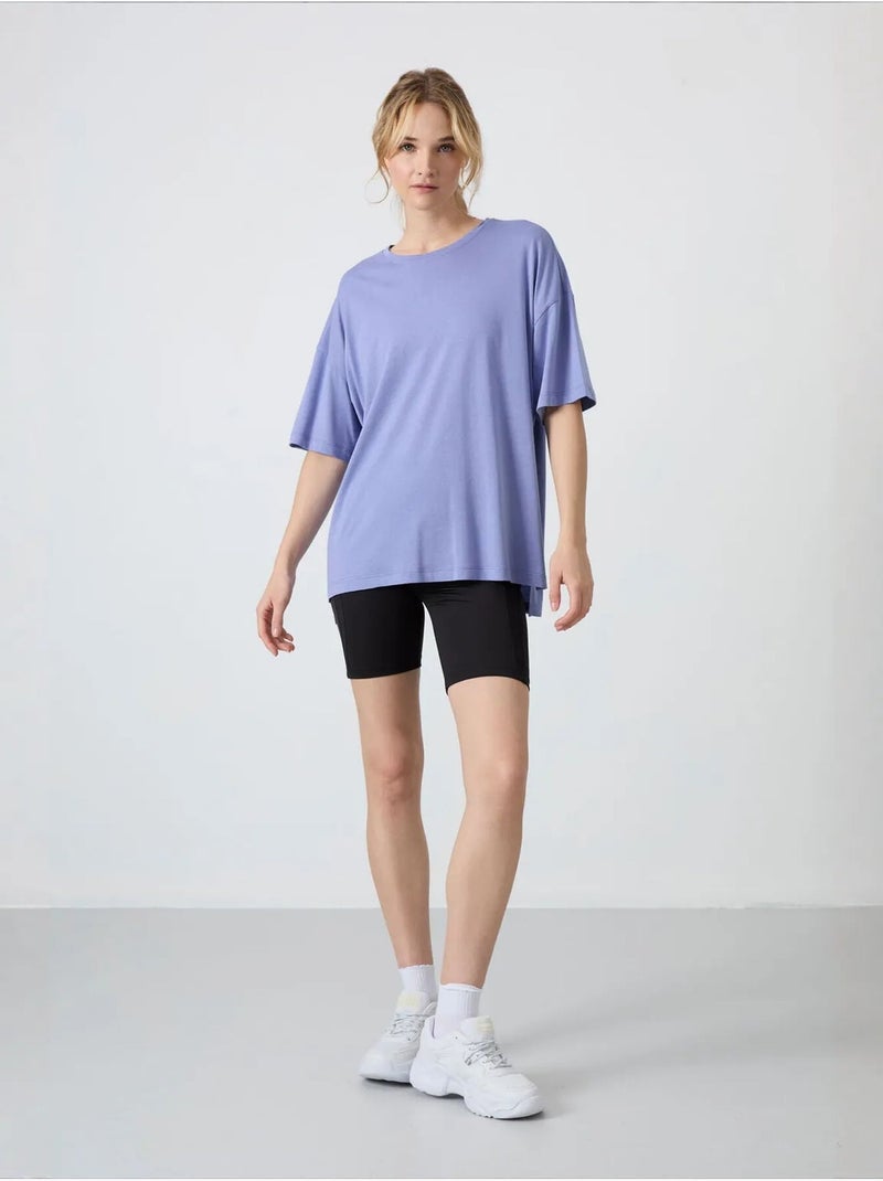 T-shirt oversize en coton et modal à col rond tommy Jaune citron - Kiabi