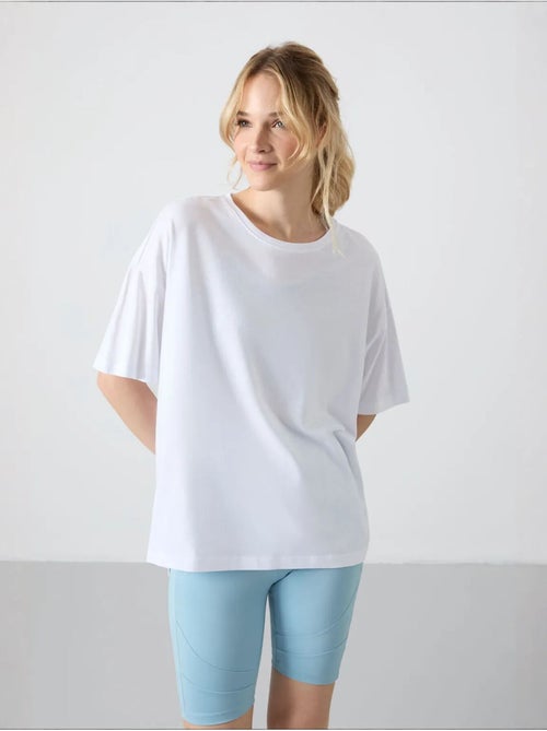 T-shirt oversize en coton et modal à col rond tommy - Kiabi