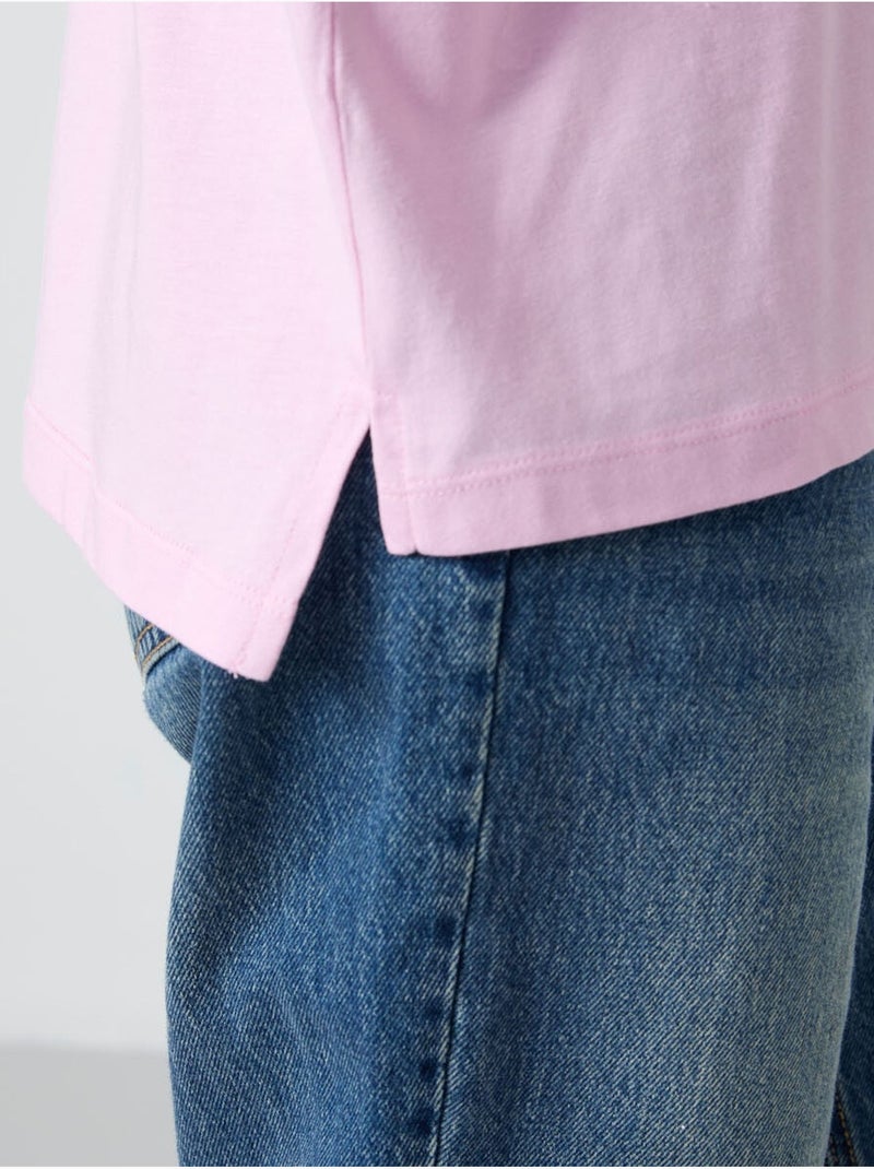 T-shirt oversize en coton et modal à col rond tommy Lavande - Kiabi