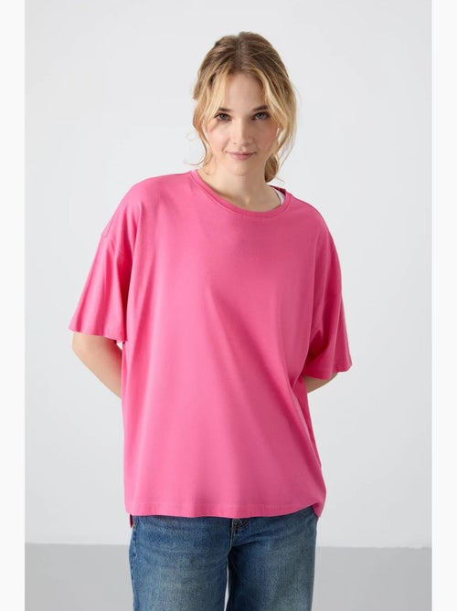 T-shirt oversize en coton et modal à col rond tommy - Kiabi T-shirt oversize en coton et modal à col rond tommy - Kiabi