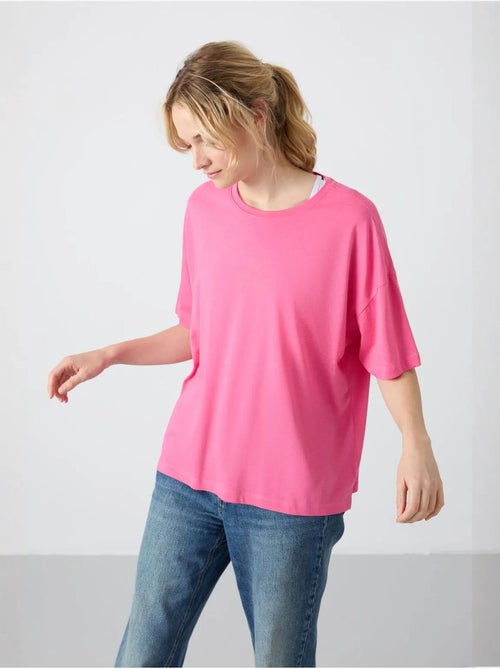 T-shirt oversize en coton et modal à col rond tommy - Kiabi T-shirt oversize en coton et modal à col rond tommy - Kiabi