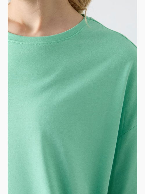 T-shirt oversize en coton et modal à col rond tommy - Kiabi T-shirt oversize en coton et modal à col rond tommy - Kiabi
